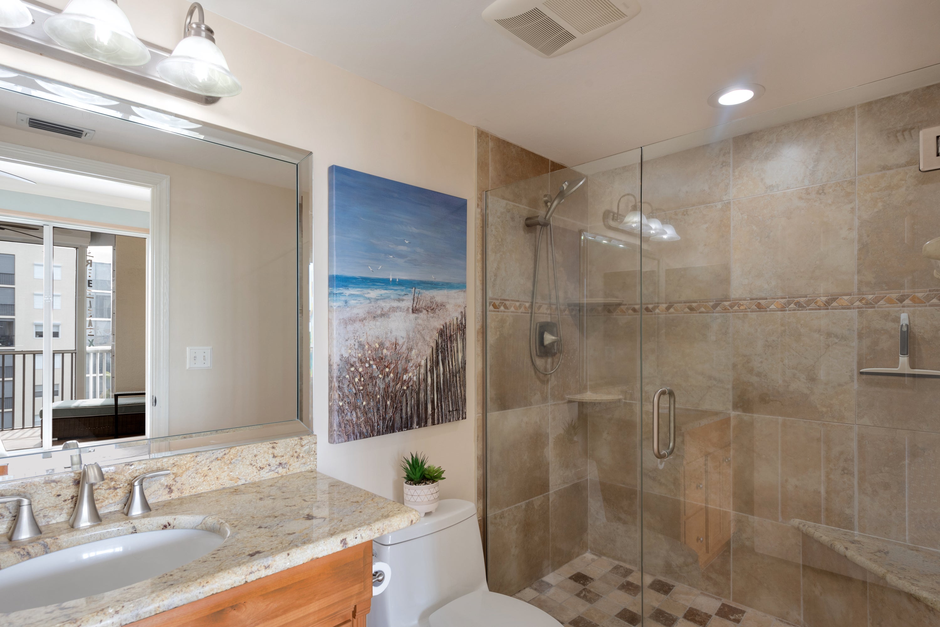 Primary bath with large walk in shower