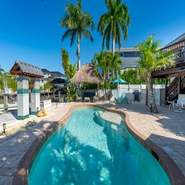 Tropical paradise pool side.