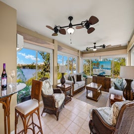 Sunlit luxury living room lounge