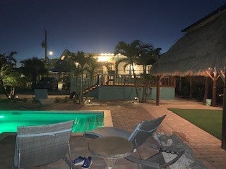 Pool area at night