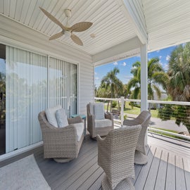 Outdoor covered seating.
