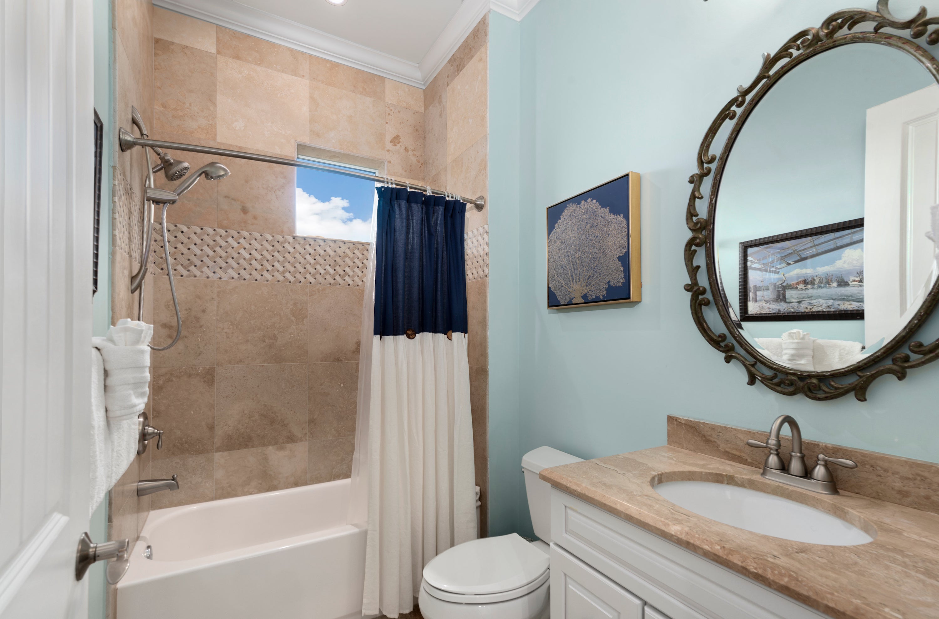 Adjacent Guest Bath with Tub Shower Combo