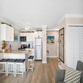 View from kitchen from living area.
