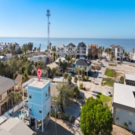 Bluewater Vista Aerial, walk to the beach!