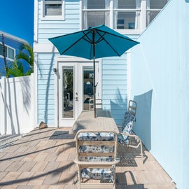 Private patio seating area.
