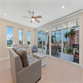 Sit back and enjoy your beach and palm tree view.