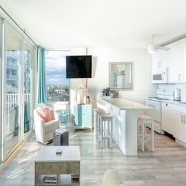 Breakfast bar with views.