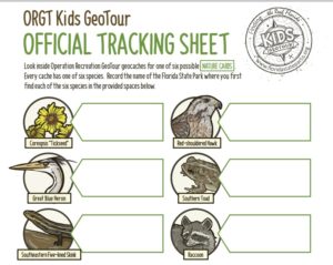 Florida State Parks has geocache tracking sheets, including one for children.