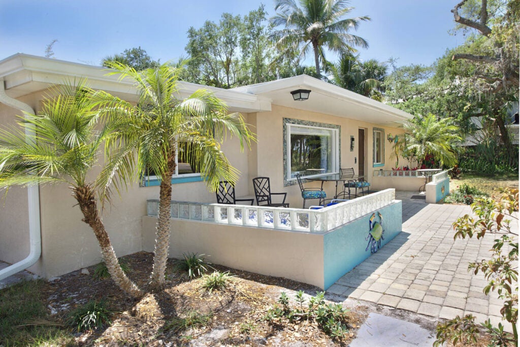 Happy Daze Fort Myers Beach Rental Exterior View with patio.